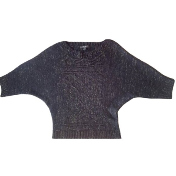 Nine West Jeans Sweater, Black Knit Sweater with Gold Metallic Mesh, Size S - Picture 1 of 9